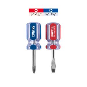 Juego de 2 desarmadores mini de 1/4" x 1 1/2" - PRETUL