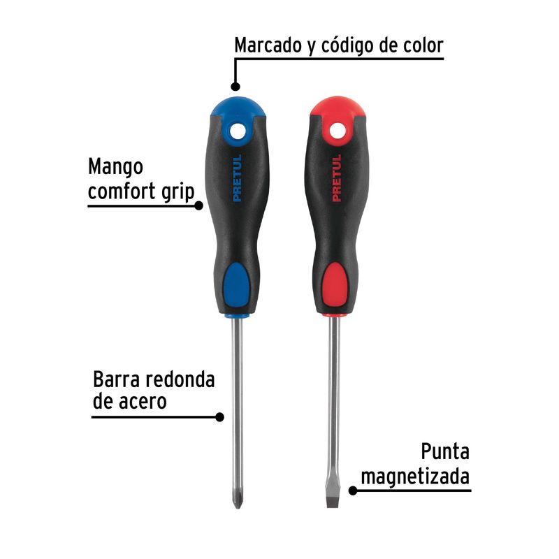 Duo-de-desarmadores-1-4--x-4--mango-Comfort-Grip