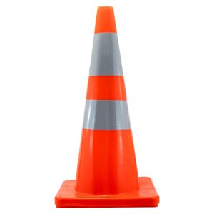 Cono de seguridad de 70 cm flexible con cinta reflectiva. - K PRO