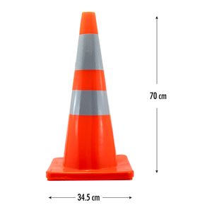 Cono de seguridad de 70 cm flexible con cinta reflectiva. - K PRO