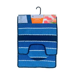 Juego de alfombrillas para baño de 3 piezas Presentacion: Tonos azul celeste. - DECORBAÑO