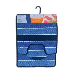 Juego de alfombrillas para baño de 4 piezas Presentación: Tonos azul celeste. - DECORBAÑO