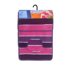 Juego de alfombrillas para baño de 4 piezas Presentación: Tonos fucsia lilas. - DECORBAÑO