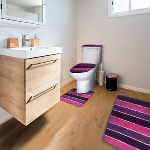 Juego de alfombrillas para baño de 4 piezas Presentación: Tonos fucsia lilas. - DECORBAÑO