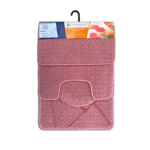 Juego de alfombrillas para baño de 4 piezas Presentación: Tejido bucle rosado. - DECORBAÑO