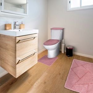 Juego de alfombrillas para baño de 4 piezas Presentación: Tejido bucle rosado. - DECORBAÑO