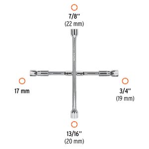 Llave de ruedas plegable de acabado pulido y cromado de 14". - TRUPER
