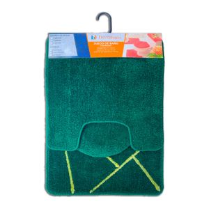Juego de alfombrillas para baño de 3 piezas Presentación: Verde diseño mosaico. - DECORBAÑO