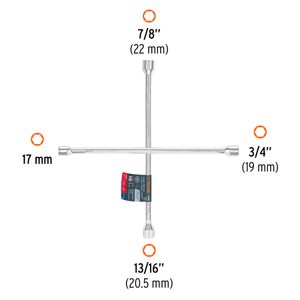 Llave de ruedas en cruz pulida y cromada de 18". - TRUPER