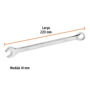 Llave mixta extralarga de acabado pulido de 14 mm. - TRUPER