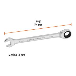 Llave mixta pulida de 13 mm con ratchet. - TRUPER