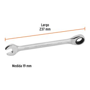 Llave mixta pulida de 19 mm con ratchet. - TRUPER