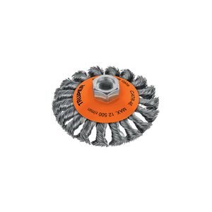 Carda tipo cónico 4" alambre trenzado, eje 5/8"-11 - TRUPER