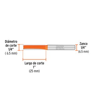 Broca para router, recta 2 filos, 1/4", larga - TRUPER