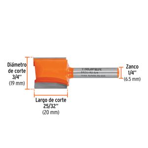 Broca para router, recta 2 filos, 3/4" - TRUPER