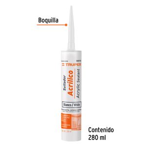 Sellador acrílico blanco de 280ml. - TRUPER