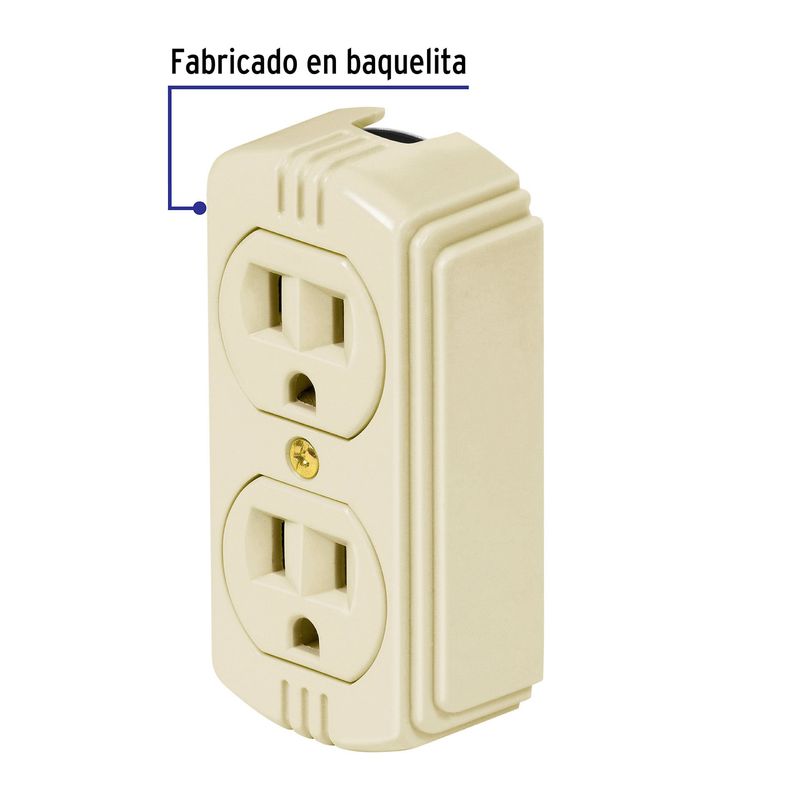 Contacto-de-sobreponer-duplex-2-polos--tierra-baquelita