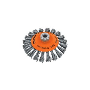 Carda tipo cónico 5" alambre trenzado, eje M14 - TRUPER