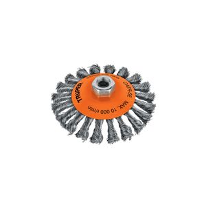 Carda tipo cónico 5" alambre trenzado, eje 5/8"-11 - TRUPER