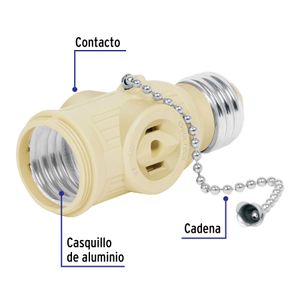 Boquilla enchufable marfil de baquelita con interruptor de cadena - VOLTECK