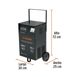 Cargador de 200 A para baterías de 12 V, con ruedas - TRUPER