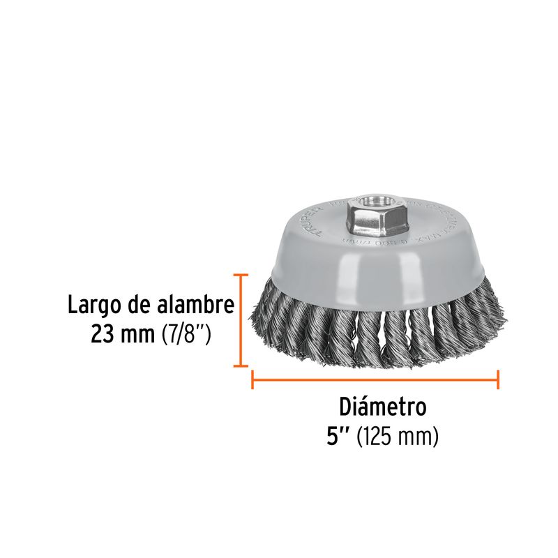 Carda-copa-5--alambre-trenzado-grueso-Multi-rosca