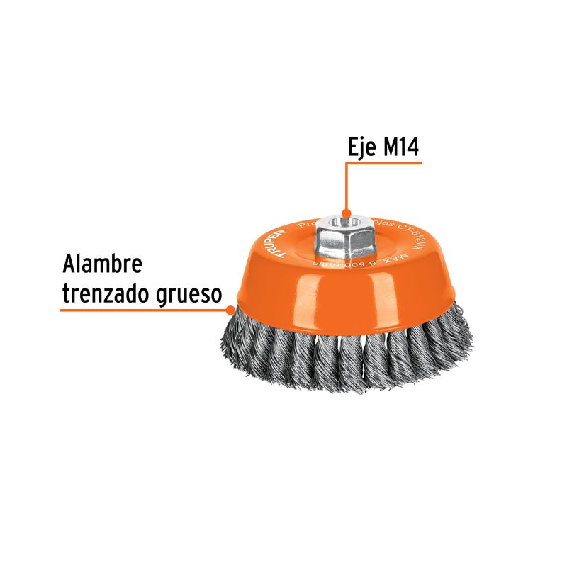 Carda-copa-5--alambre-trenzado-grueso-eje-M14