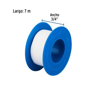 Cinta sella roscas 3/4" x 7 m, uso general
- FOSET
