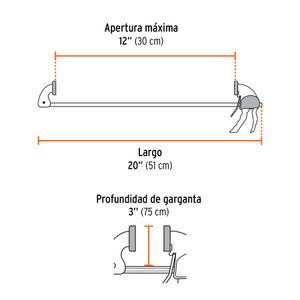 Prensa de barra con 12" de apertura y 165kg de presión - TRUPER