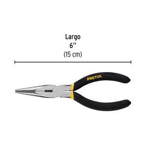 Pinza de punta y corte, de 6" con mango de vinil - PRETUL