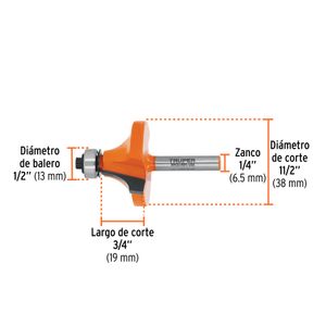 Broca para router, redondeado, 1-1/2" con balero - TRUPER