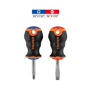 Juego de 2 desarmadores tipo trompo de 1/4" x 1 1/2" Comfort Grip - TRUPER