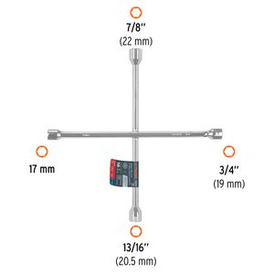 Llave de ruedas en cruz pulida y cromada de 16". - TRUPER