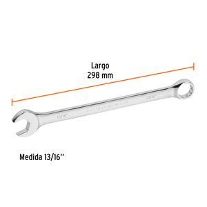 Llave mixta extralarga de acabado pulido de 13/16". - TRUPER