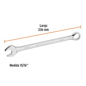 Llave mixta extralarga de acabado pulido de 15/16". - TRUPER