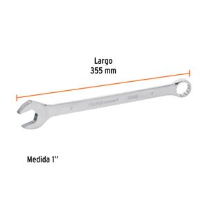 Llave mixta extralarga de acabado pulido de 1". - TRUPER