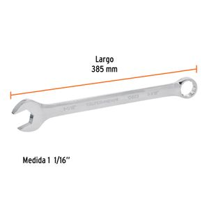 Llave mixta extralarga de acabado pulido de 1 1/16". - TRUPER