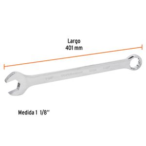 Llave mixta extralarga de acabado pulido de 1 1/8". - TRUPER