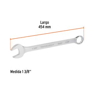 Llave mixta extralarga de acabado pulido de 1 3/8". - TRUPER