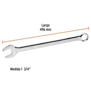 Llave mixta extralarga de acabado pulido de 1 3/4". - TRUPER
