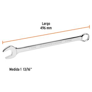 Llave mixta extralarga de acabado pulido de 1 13/16". - TRUPER