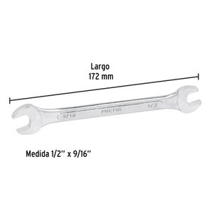 Llave española de 1/2" x 9/16". - PRETUL