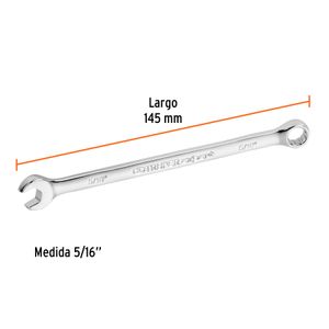 Llave mixta extralarga de acabado pulido de 5/16". - TRUPER