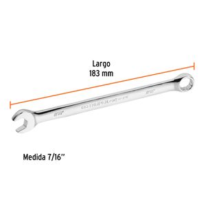 Llave mixta extralarga de acabado pulido de 7/16". - TRUPER