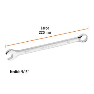 Llave mixta extralarga de acabado pulido de 9/16". - TRUPER