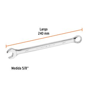 Llave mixta extralarga de acabado pulido de 5/8". - TRUPER