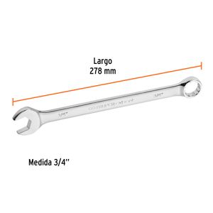 Llave mixta extralarga de acabado pulido de 3/4". - TRUPER