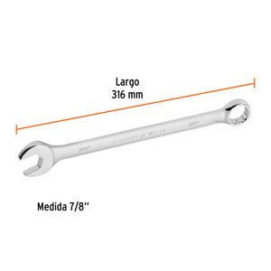 Llave mixta extralarga de acabado pulido de 7/8". - TRUPER