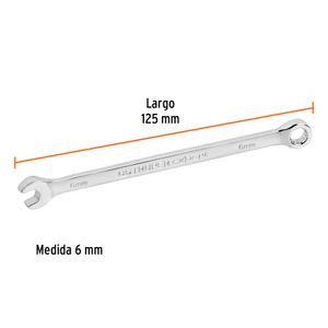Llave mixta extralarga de acabado pulido de 6 mm. - TRUPER