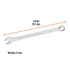 Llave mixta extralarga de acabado pulido de 9 mm. - TRUPER